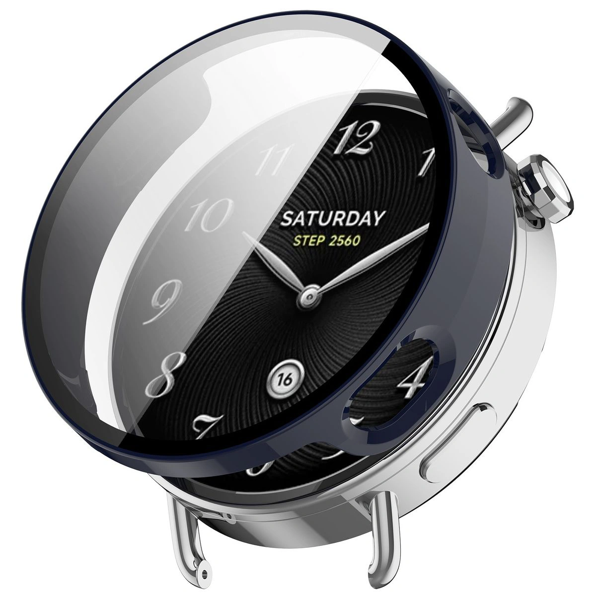 Wizualizacja nakładania etui Bizon Case Watch Adamo do Xiaomi Watch S4 41 mm